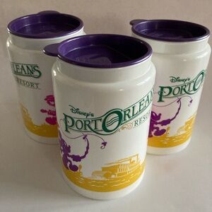 Disney Port Orleans Resort souvenir insulated mug with lids x3 purple